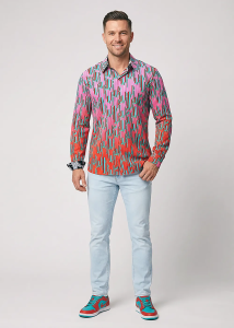 Descubre las coloridas camisas de hombre con botones STALACNITE RED...
