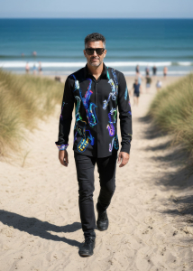 Descubre las coloridas camisas de hombre con botones NEON SAXOPHONE...