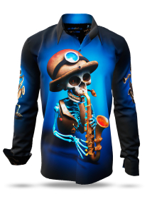 Descubre las camisas para hombre MR. DEATH PLAYS SAXOPHONE - 100 % algodón