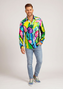 Descubre las coloridas camisas de hombre con botones de FIORE ASTRATTA...