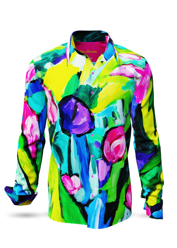 Descubre las camisas de colores para hombre FIORE ASTRATTA - 100 % algodón