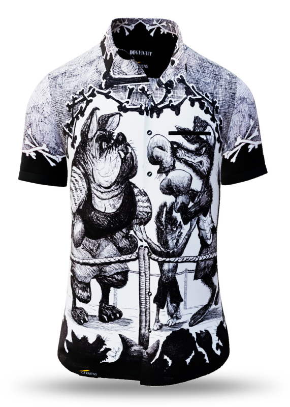 Sommerhemd Herren DOGFIGHT - 100 % Baumwolle - 10 Größen von XS - 6XL - außergewöhnliches Design - feinste Verarbeitung - Stoffe Made in Germany - limitiert und exklusiv