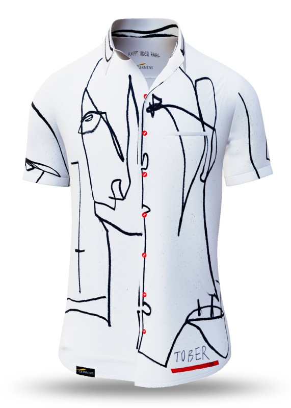 Sommerhemd Herren KOPF ODER ZAHL - 100 % Baumwolle - 10 Größen von XS - 6XL - außergewöhnliches Design - feinste Verarbeitung - Stoffe Made in Germany - limitiert und exklusiv