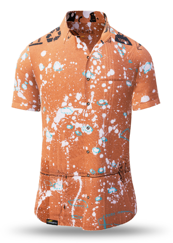 Camisa de verano para hombre FRAGILE - 100 % algodón - 10 tallas, de la XS a la 6XL - diseño excepcional - confección de primera calidad - tejidos «Made in Germany» - edición limitada y exclusiva