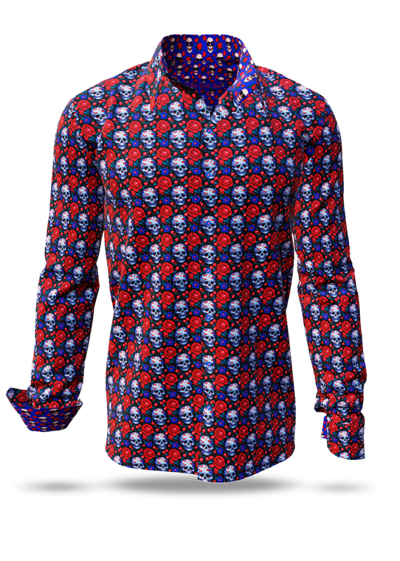 Descubre las camisas de colores para hombre SKULL IN THE ROSE BED - 100 % algodón