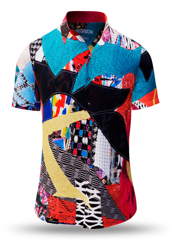 Sommerhemd Herren PATCHWORK - 100 % Baumwolle - 10 Größen von XS - 6XL - außergewöhnliches Design - feinste Verarbeitung - Stoffe Made in Germany - limitiert und exklusiv