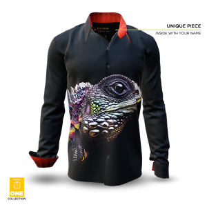 Bunte Hemden Herren LIZARD 1 - Unikat Hemd - GERMENS ONE Collection - Dieses Hemd gibt es weltweit nur einmal - mit Zertifikat und Eindruck ihres Namens im Hemd - 100 % Baumwolle - Größe 3XL