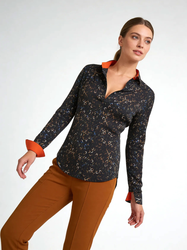ausgefallene Damenbluse für Damen - SMOKER - 100 % Baumwolle - GERMENS artfashion - Größen XS bis 3XL