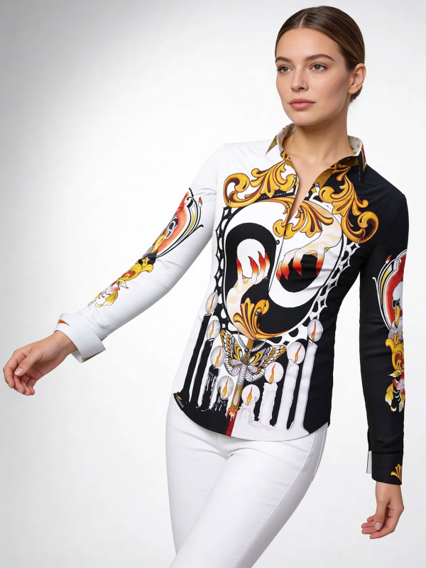 ausgefallene Damenbluse für Damen - EQUINOX - 100 % Baumwolle - GERMENS artfashion - Größen XS bis 3XL