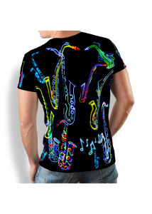 Camisetas exclusivas para hombre - NEON SAXOPHONE - 100 % algodón -...