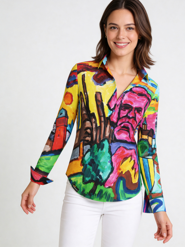 Unique blouse for women - WELCOME CHEMNITZ 2025 - 100% cotton - GERMENS artfashion - Sizes XS to 3XL