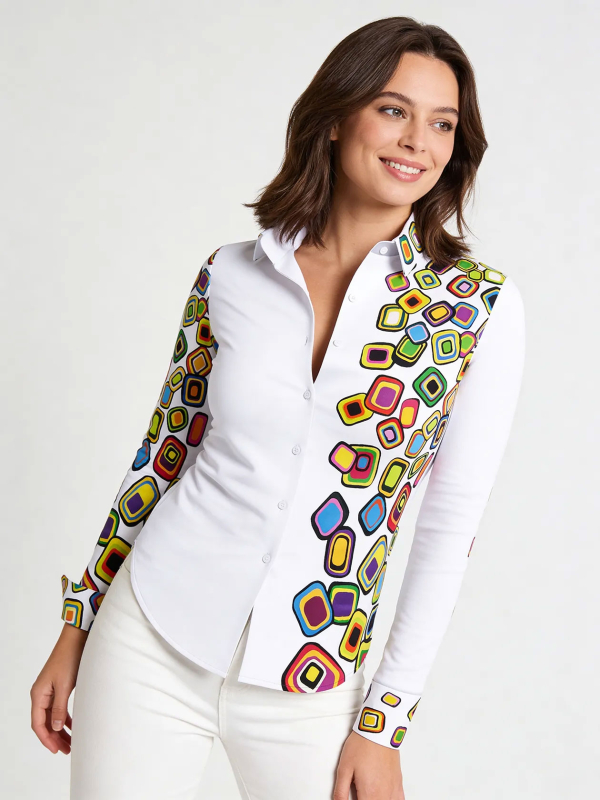 ausgefallene Damenbluse für Damen - SUMMER RAIN - 100 % Baumwolle - GERMENS artfashion - Größen XS bis 3XL