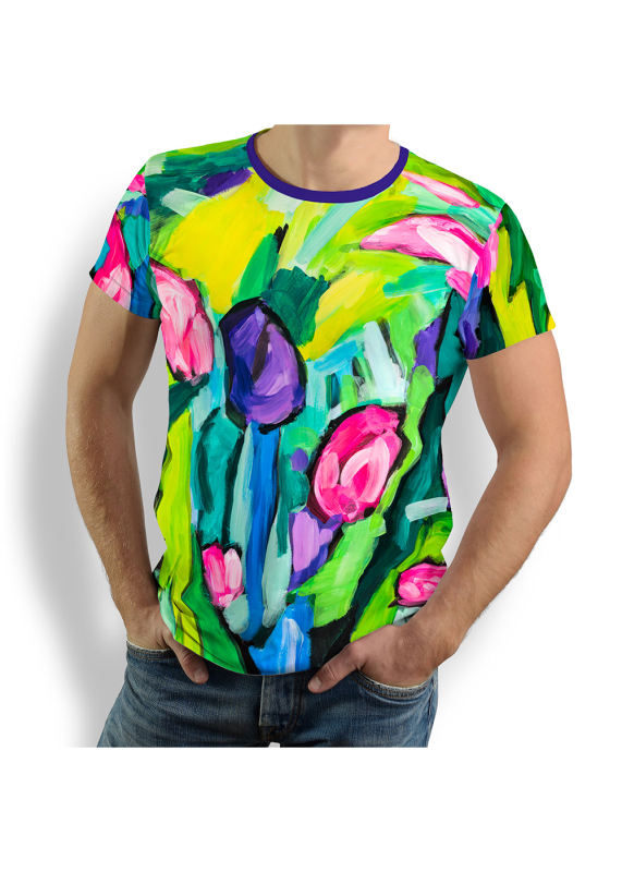 ausgefallene T-Shirts für Männer - FIORE ASTRATTA - 100 % Baumwolle - GERMENS artfashion - Größen S bis 5XL