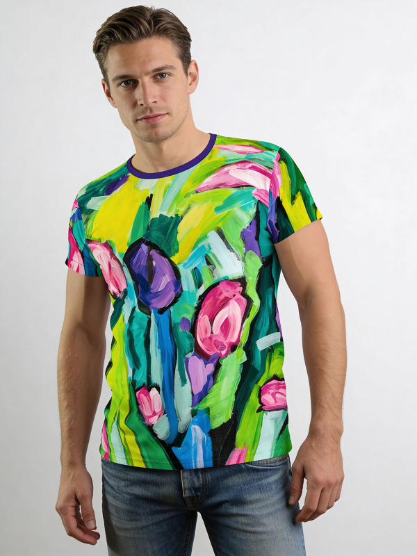 Unique T-shirts for men - FIORE ASTRATTA - 100% cotton - GERMENS artfashion - Sizes S to 5XL