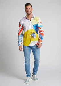 Descubre las coloridas camisas de hombre con botones de FLY: 100 % algodón