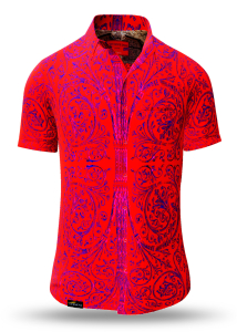 Sommerhemd Herren PORTE NOTRE-DAME PARIS ROUGE - 100 % Baumwolle - 10 Größen von XS - 6XL - außergewöhnliches Design - feinste Verarbeitung - Stoffe Made in Germany - limitiert und exklusiv