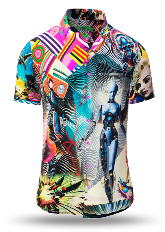 Sommerhemd Herren CYBER ODYSSEY - 100 % Baumwolle - 10 Größen von XS - 6XL - außergewöhnliches Design - feinste Verarbeitung - Stoffe Made in Germany - limitiert und exklusiv