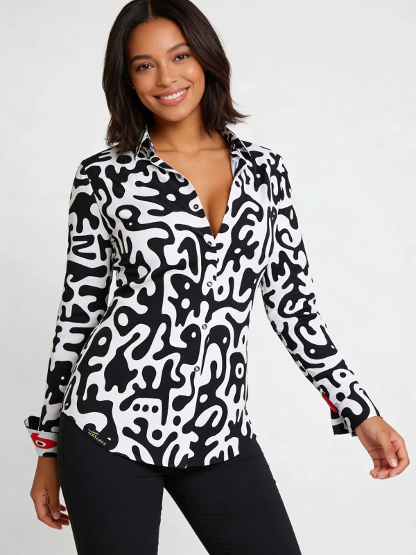 Blusa original para mujer - JUPPI - 100 % algodón - GERMENS artfashion - Tallas de la XS a la 3XL