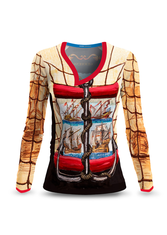 Langarmshirt Damen NAVES - GERMENS artfashion – 100 % Baumwolle – Größe XL
