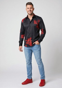 Descubre las camisas de colores para hombre EMBER BLACK - 100 % algodón