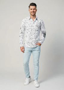 Descubre las coloridas camisas de hombre con botones de BANK - 100 %...