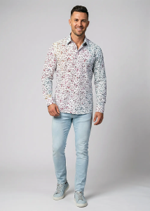 Descubre las coloridas camisas de hombre con botones FLOREL BLANC -...