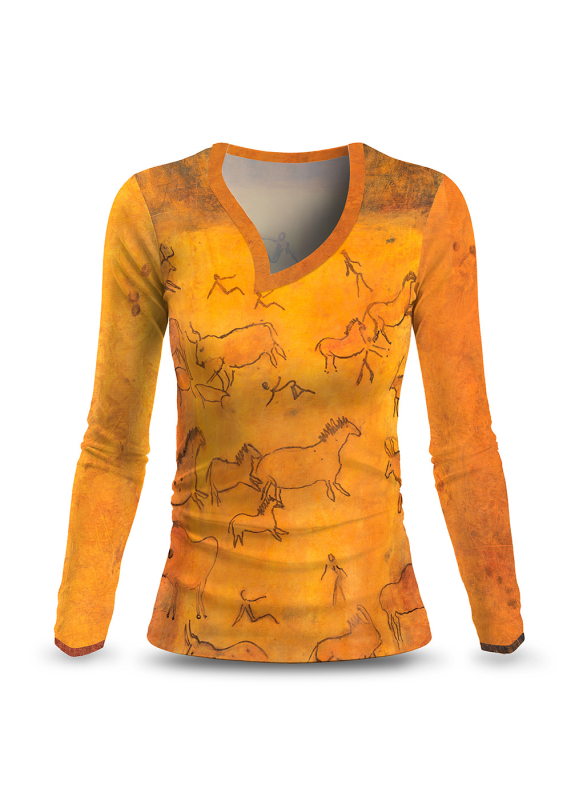 Camiseta de manga larga para mujer CAVEMAN - GERMENS artfashion – 100 % algodón