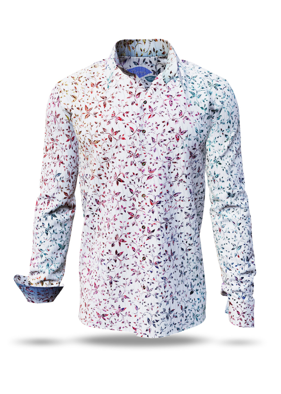 Descubre las camisas de colores para hombre FLOREL BLANC - 100 % algodón