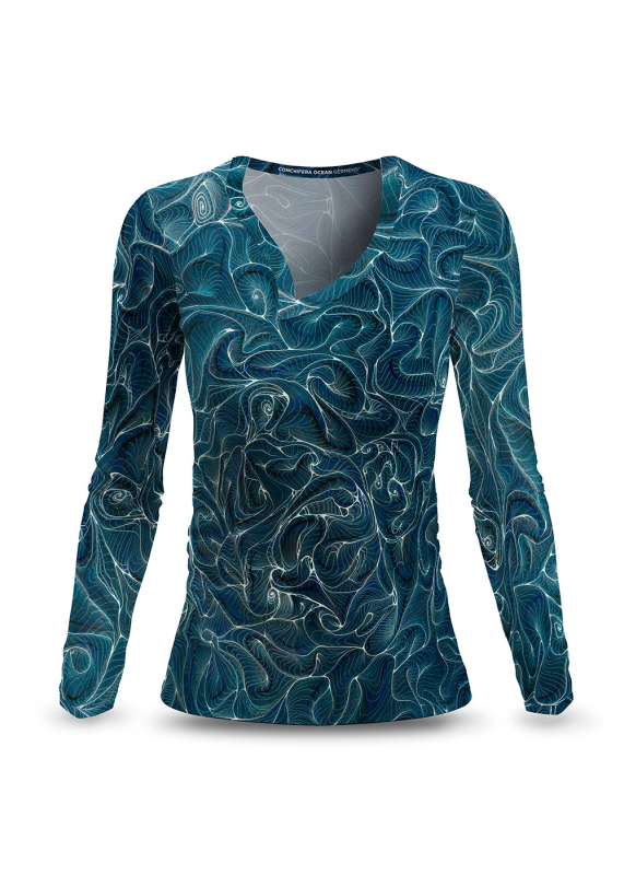 Camiseta de manga larga para mujer CONCHIFER OCEAN - GERMENS artfashion – 100 % algodón