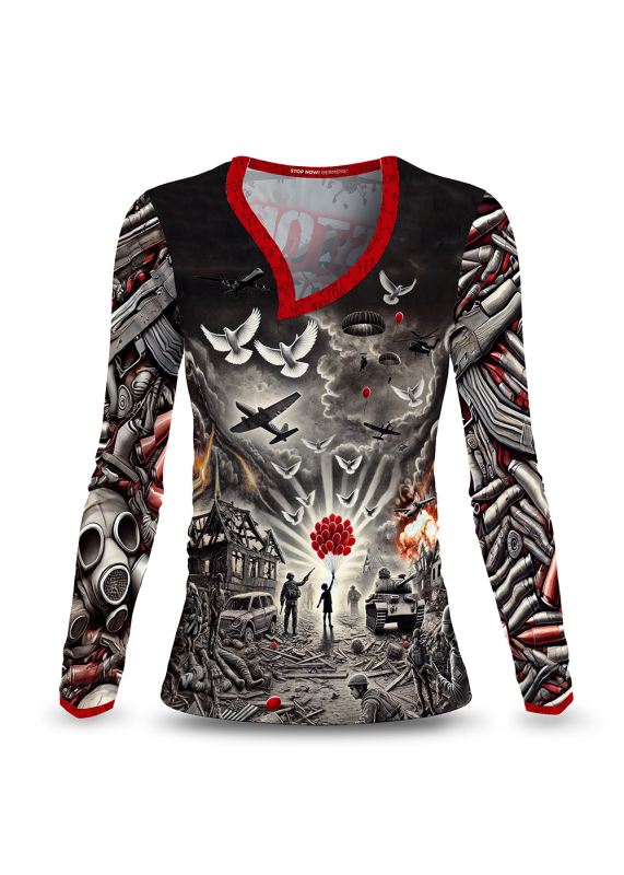 STOP NOW! Antikrieg Langarmshirt Damen - 100 % Baumwolle - GERMENS artfashion