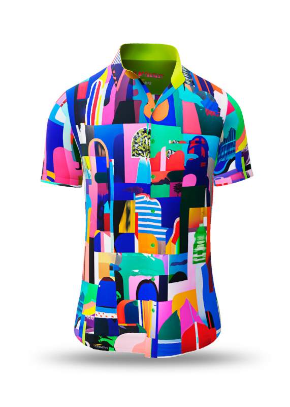Sommerhemd Herren CITY OF FANTASY - 100 % Baumwolle - 10 Größen von XS - 6XL - außergewöhnliches Design - feinste Verarbeitung - Stoffe Made in Germany - limitiert und exklusiv