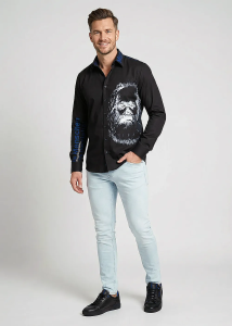 Descubre las camisas de colores para hombre TYPEWRITER KARL MARX BLACK -...