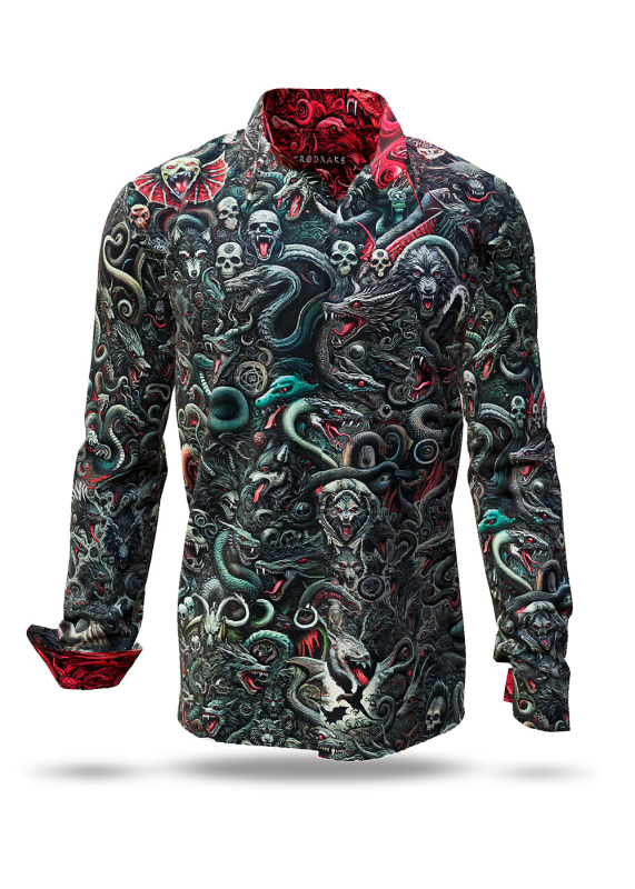 Descubre la camisa oscura para hombre NEKRODRAKE - 100 % algodón