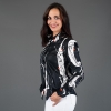 Hemdbluse Damen LEBENSADER KAVIAR - Dunkle Bluse m. weißer Zeichnung GERMENS - GERMENS artfashion - 100 % Baumwolle - Größe XXL