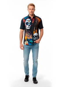 Camisa de verano para hombre DÍA DE LOS MUERTOS - 100 % algodón -...