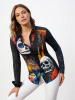 ausgefallene Damenbluse für Damen - DIA DE LOS MUERTES - 100 % Baumwolle - GERMENS artfashion - Größen XS bis 3XL