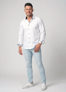 Descubre la camisa de hombre en blanco y negro de ARMER PICOSSA -...