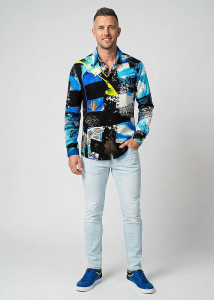Descubre las coloridas camisas de hombre con botones PLUS: 100 %...