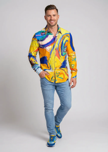 Camiseta colorida «TANZ DES MEERES» para hombre – 100 %...