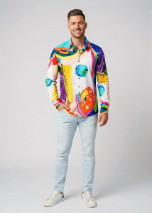 Camisa colorida PICNIC para hombre – 100 % algodón...