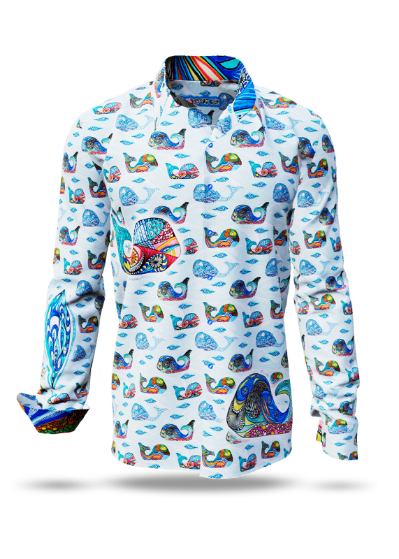 Camisa MYBODICK para hombre con motivos de peces - 100 % algodón - GERMENS artfashion