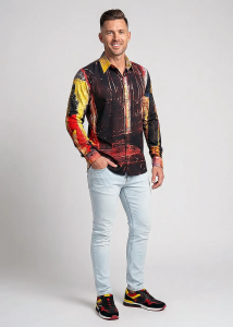 Camisa colorida FABULARASA para hombre – 100 % algodón...