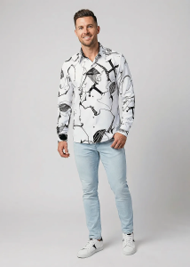 Camisa blanca y negra SIGNAL X para hombre – 100 %...