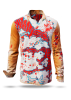 Camisa de hombre LAKE BLUE en tonos beige, azul y rojo - 100 % algodón - GERMENS artfashion