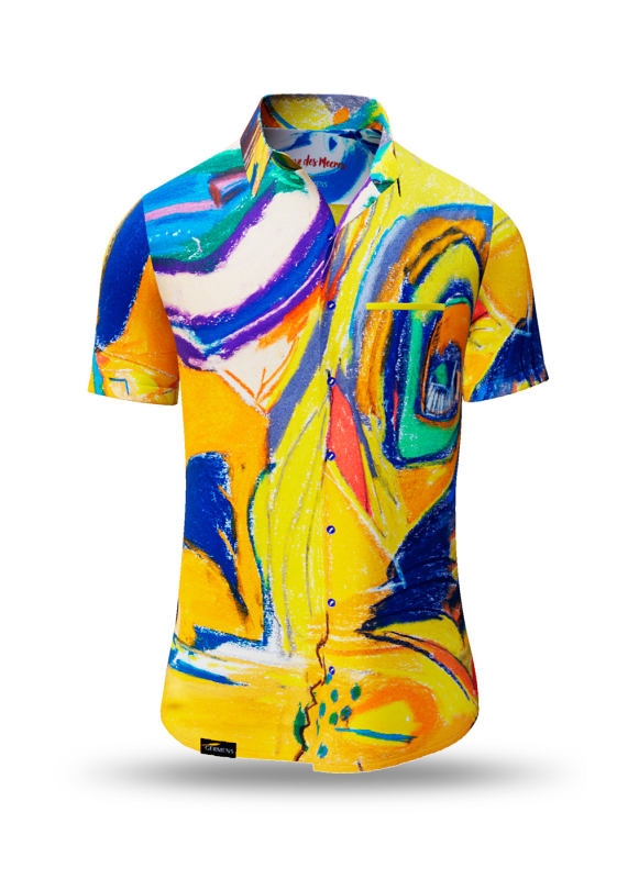 Sommerhemd Herren TANZ DES MEERES - 100 % Baumwolle - 10 Größen von XS - 6XL - außergewöhnliches Design - feinste Verarbeitung - Stoffe Made in Germany - limitiert und exklusiv