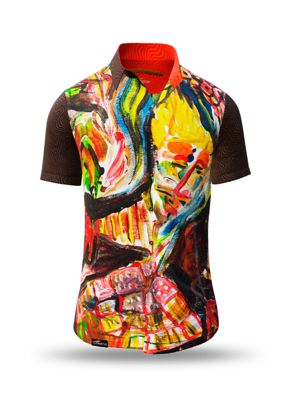 Summer shirt for men MEMENTO MASKARA - 100% cotton - 10 sizes from XS to 6XL - exceptional design - finest workmanship - fabrics made in Germany - limited edition and exclusive