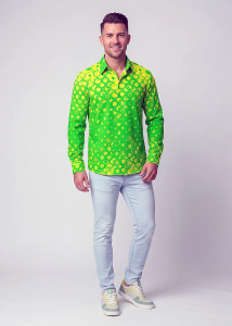 Descubre las coloridas camisas de hombre con botones HEXAGON URANIO...