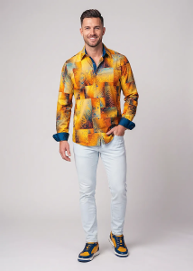 Descubre las coloridas camisas de hombre con botones de DRACO GOLD -...
