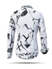 Schwarz-weiße Damenbluse SIGNAL X mit grafischen Zeichen – 100 % Baumwolle – GERMENS artfashion – Größen XS bis 3XL