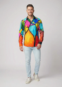 Descubre las coloridas camisas de hombre con botones de BIRDMAN - 100 %...